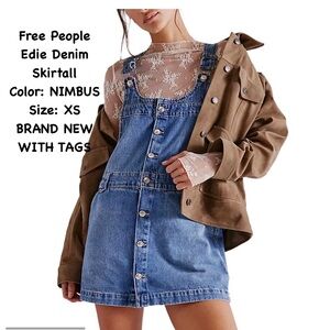 Free People Edie Denim Skirtall in Nimbus SIZE XS BNWT